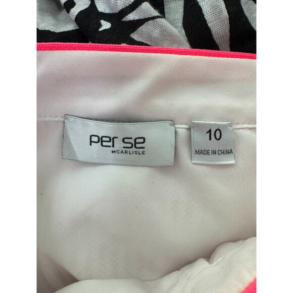 Per Se by Carlisle Skirt Womens 10 Neon Pink White Pencil Cotton Stretch Career - Picture 4 of 11